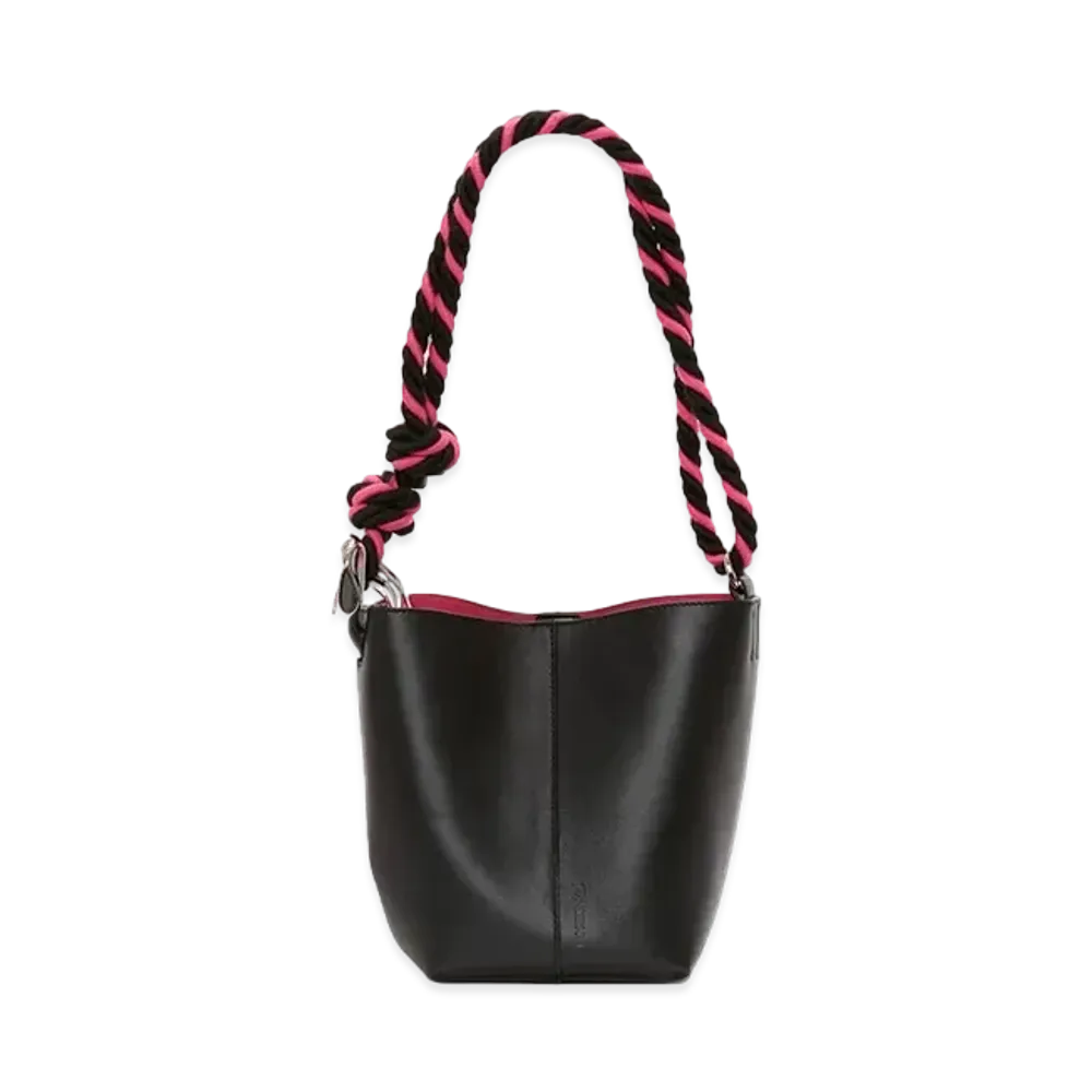 JW ANDERSON Small Corner Bucket Leather Bag "Black"