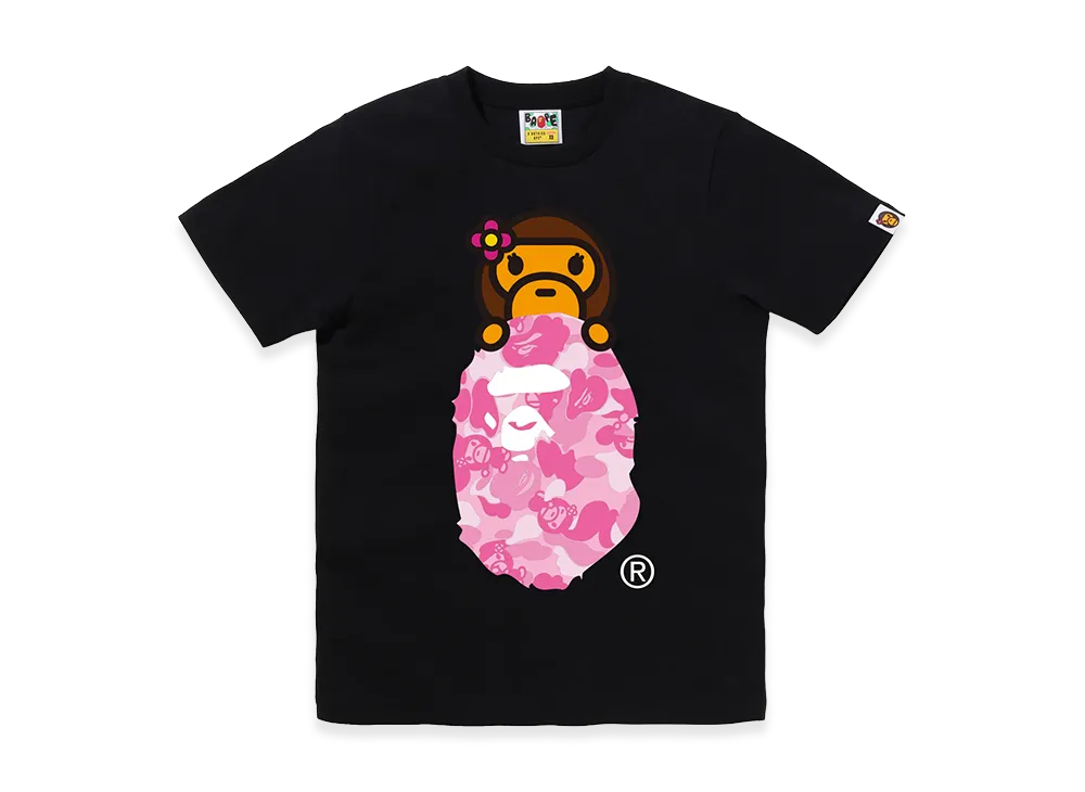 A BATHING APE Women's ABC Lisa Camo Lisa On Ape Head Tee "Black/Pink"