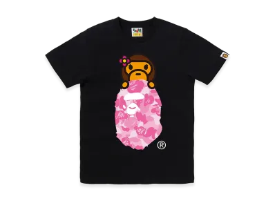A BATHING APE Women's ABC Lisa Camo Lisa On Ape Head Tee "Black/Pink"