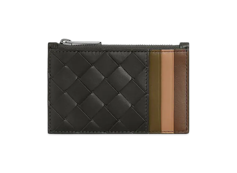 Bottega Veneta Intrecciato Zipped Card Case "Graphite/Rainbow"