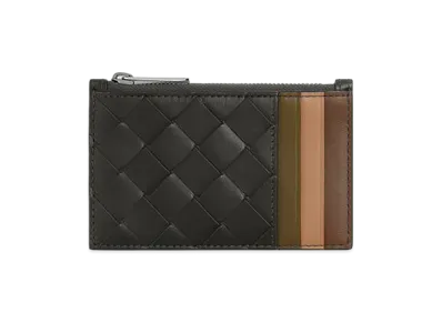 Bottega Veneta Intrecciato Zipped Card Case "Graphite/Rainbow"