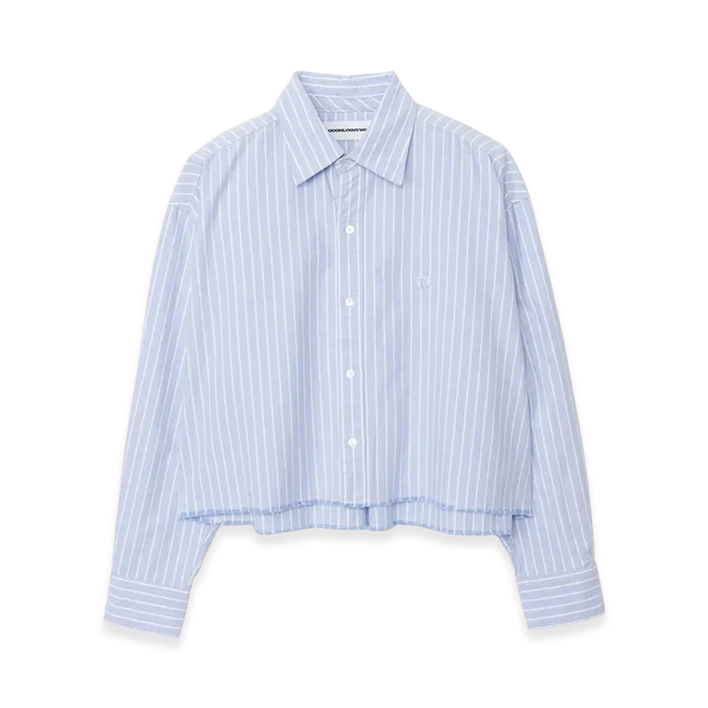 GOD ONLY KNOWS Cropped Striped Shirt "Blue"