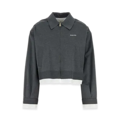MIU MIU Women's Silk Blend Jacket "Dark Gray"