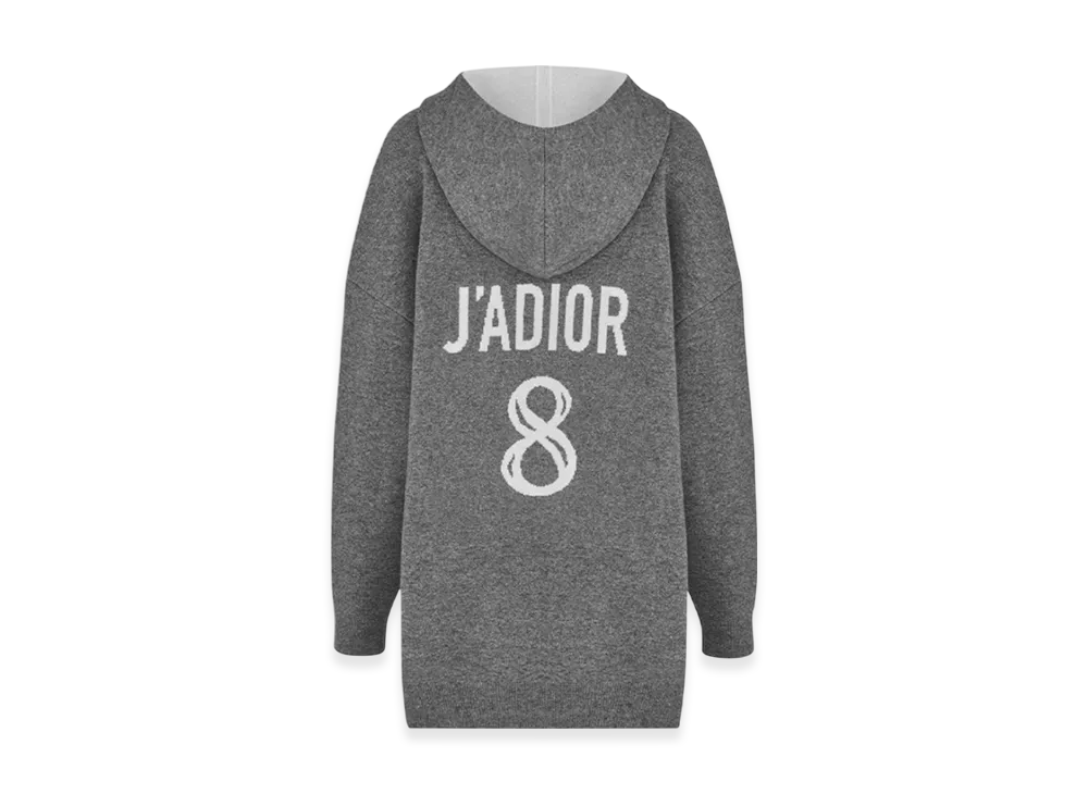 Dior Women's J'adior 8 Hooded Sweater Cashmere Rear Signature "Gray"