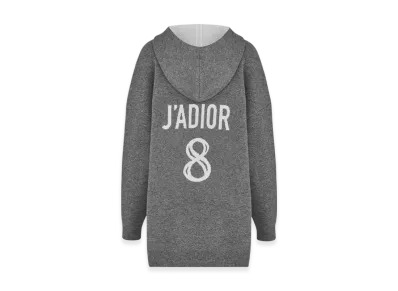Dior Women's J'adior 8 Hooded Sweater Cashmere Rear Signature "Gray"
