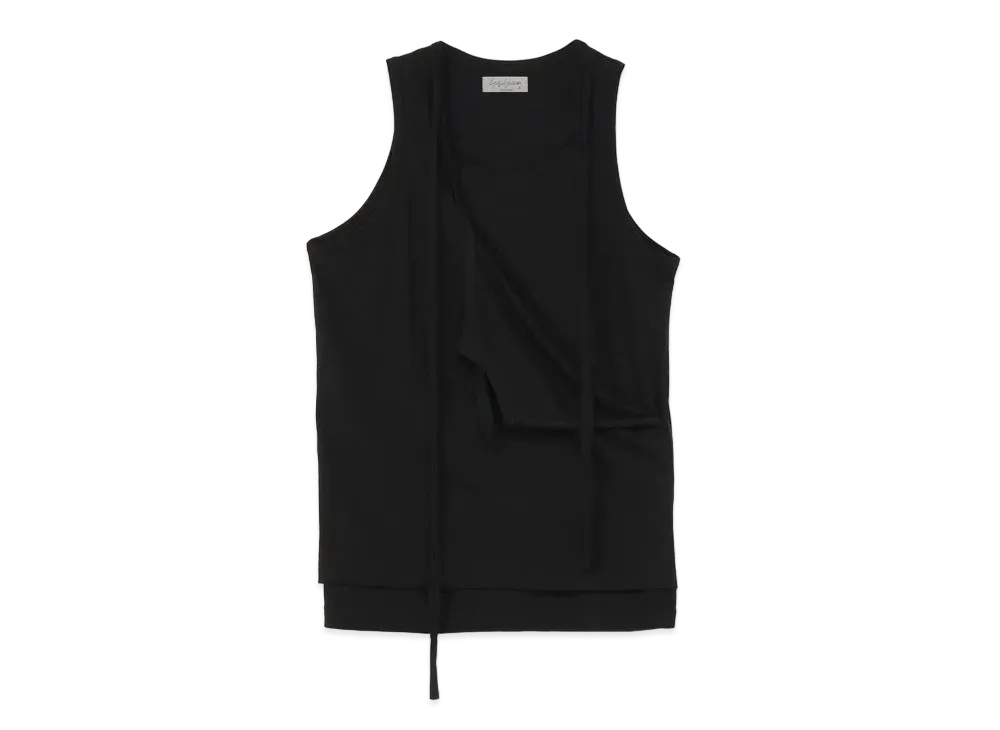 Yohji Yamamoto Pour Homme 30/-PLAIN STITCHES LAYERED SHORT SLEEVELES "Black"