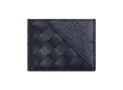 Bottega Veneta Intrecciato Diagonal Credit Card Case "Nocturnal"