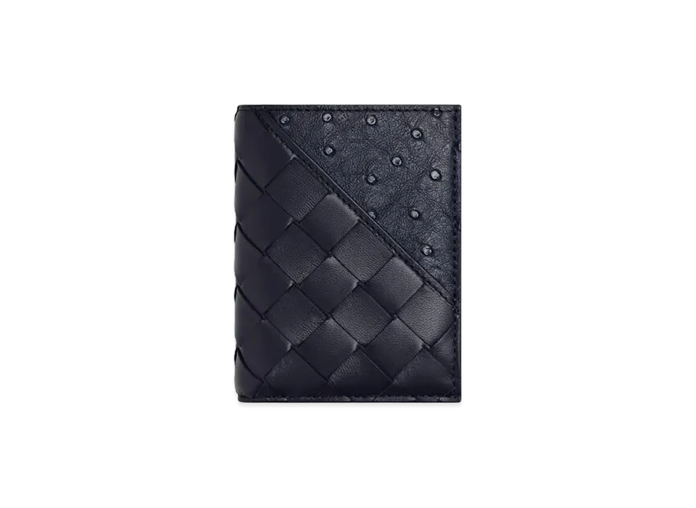 Bottega Veneta Intrecciato Diagonal Flap Card Case "Nocturnal"