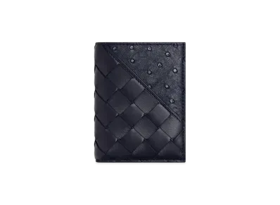Bottega Veneta Intrecciato Diagonal Flap Card Case "Nocturnal"