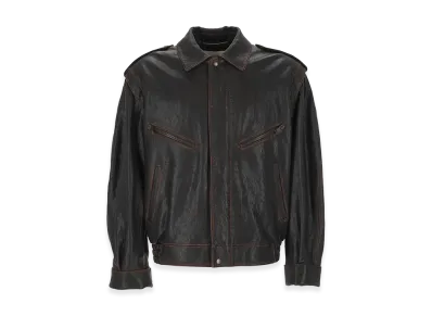 Saint Laurent Dark Leather Jacket "Brown"