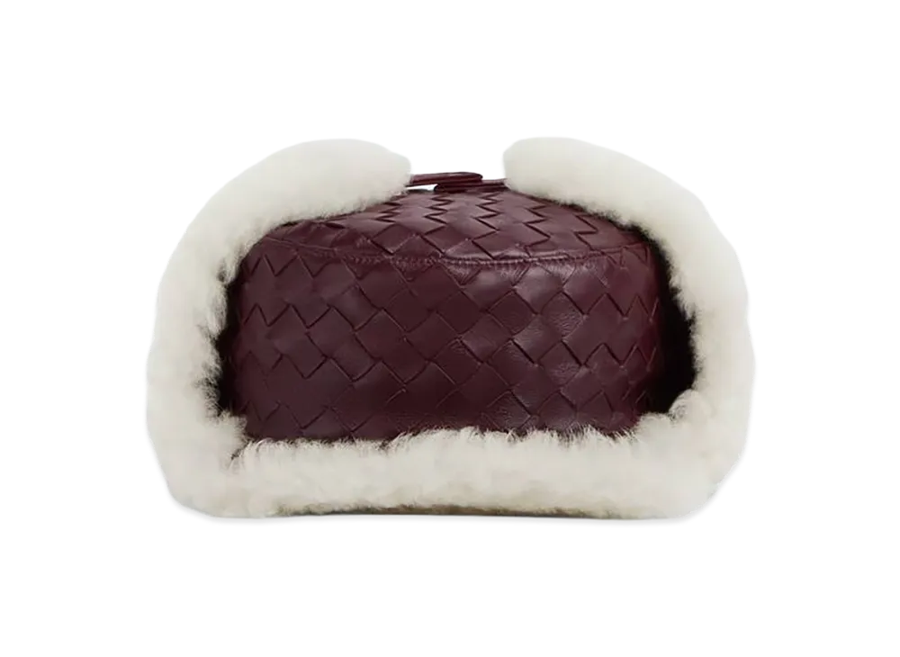 Bottega Veneta Intrecciato Leather Pilot Hat "Jam/Popcorn"