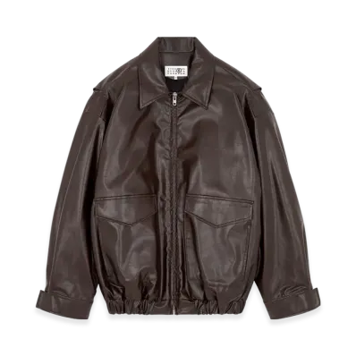 MM6 Maison Margiela Men's Faux Leather Jacket "Bordeaux"