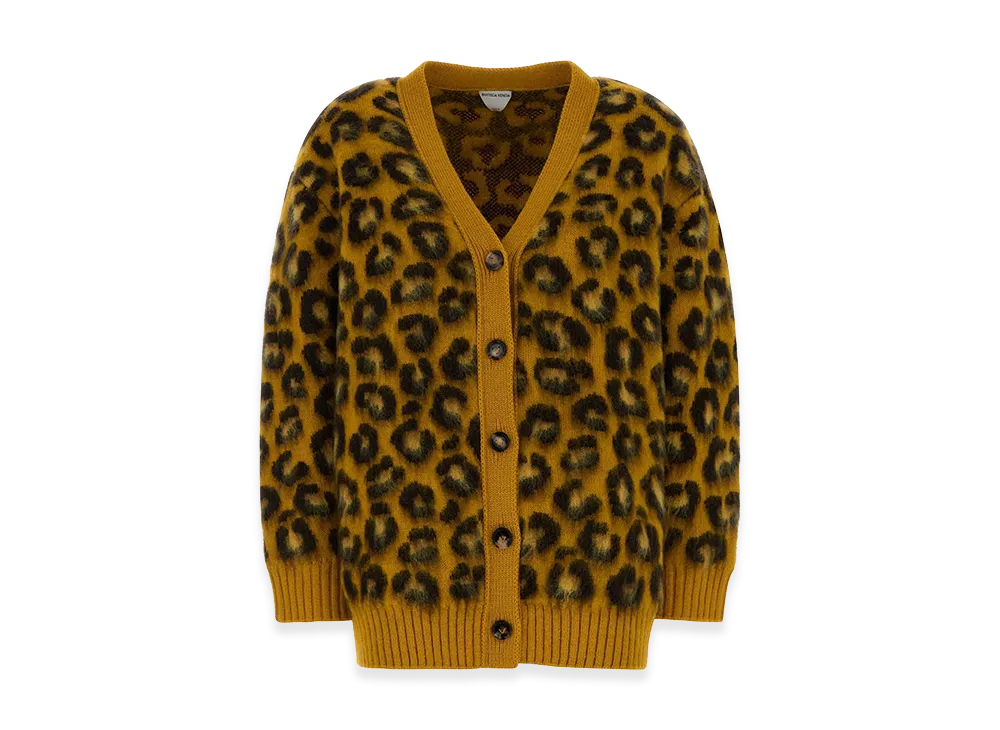 Bottega Veneta Women's Embroidered Wool Blend Oversize Cardigan "Multicolor"