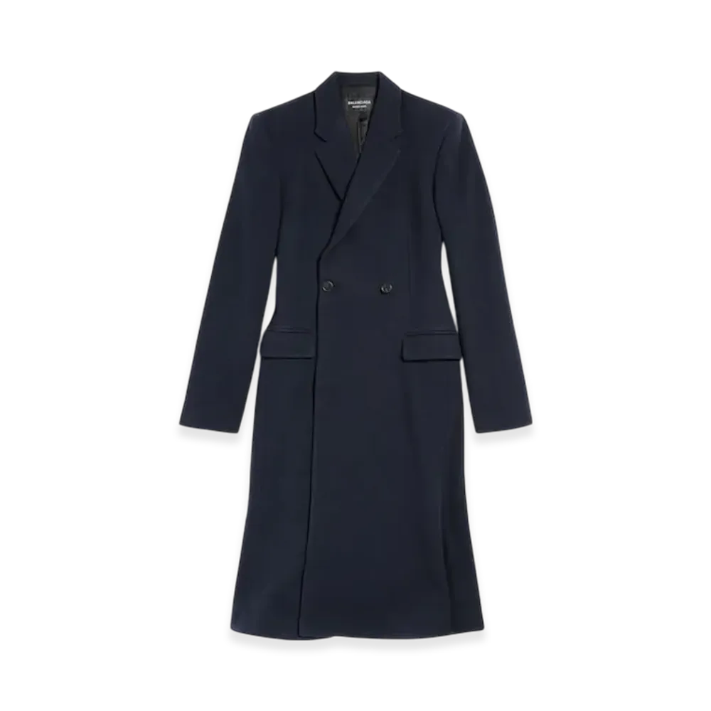 BALENCIAGA Women's Godet Midi Coat "Corporate Navy"