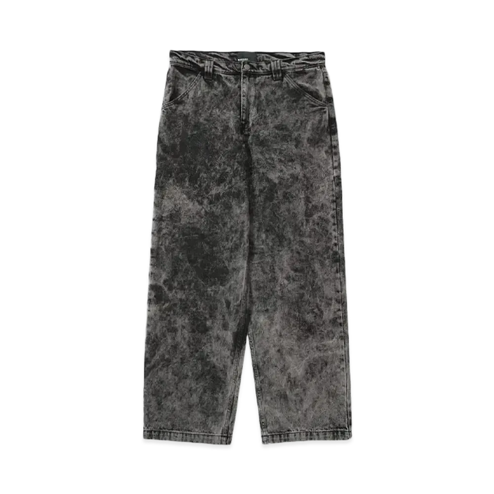 RASSVET MEN ACID WASH CARPENTER WORK DENIM PANTS WOVEN "GREY"