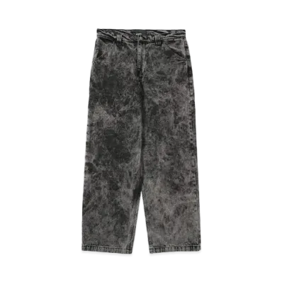 RASSVET MEN ACID WASH CARPENTER WORK DENIM PANTS WOVEN "GREY"