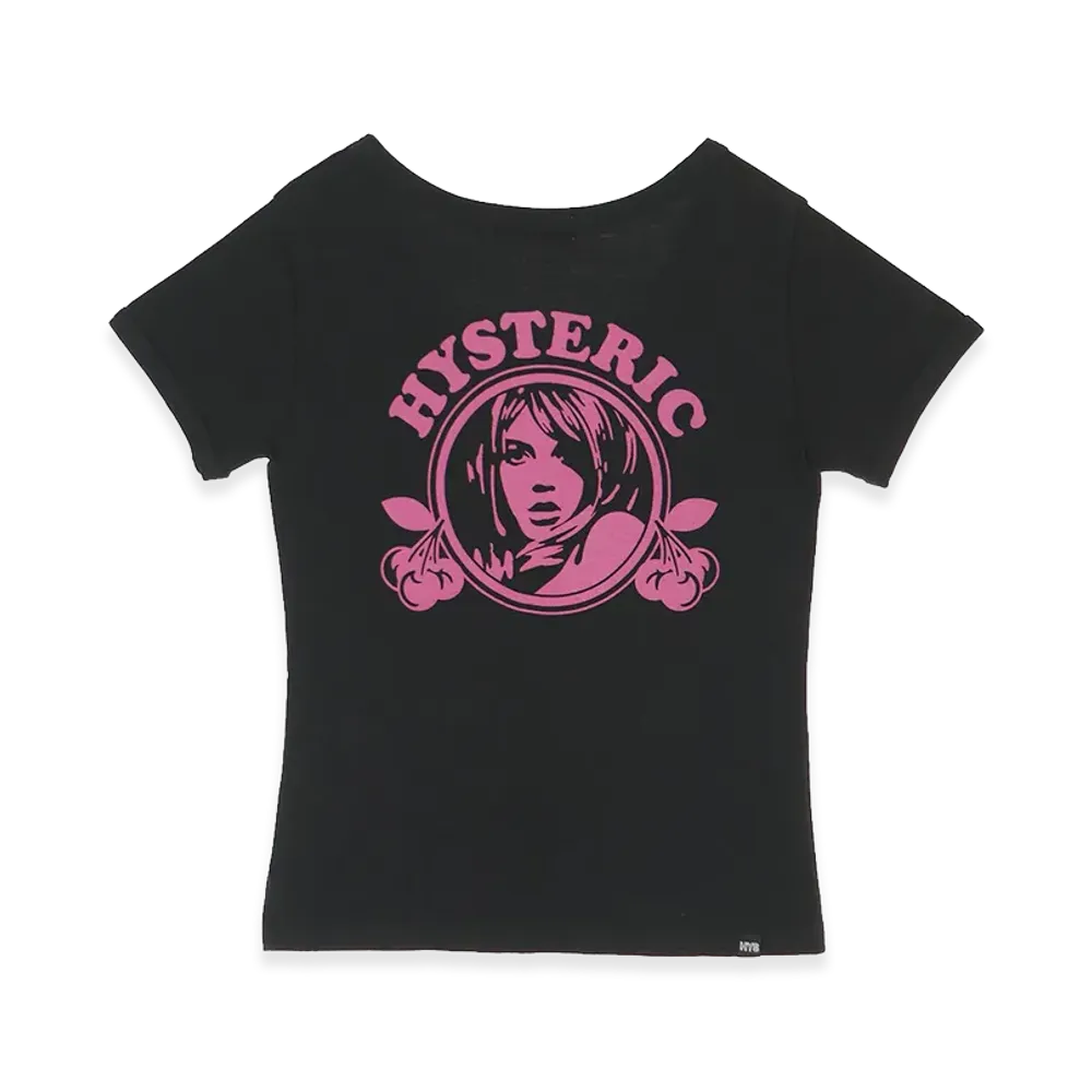 HYSTERIC GLAMOUR Women's Cherry Addiction Baby T-Shirt "Black"