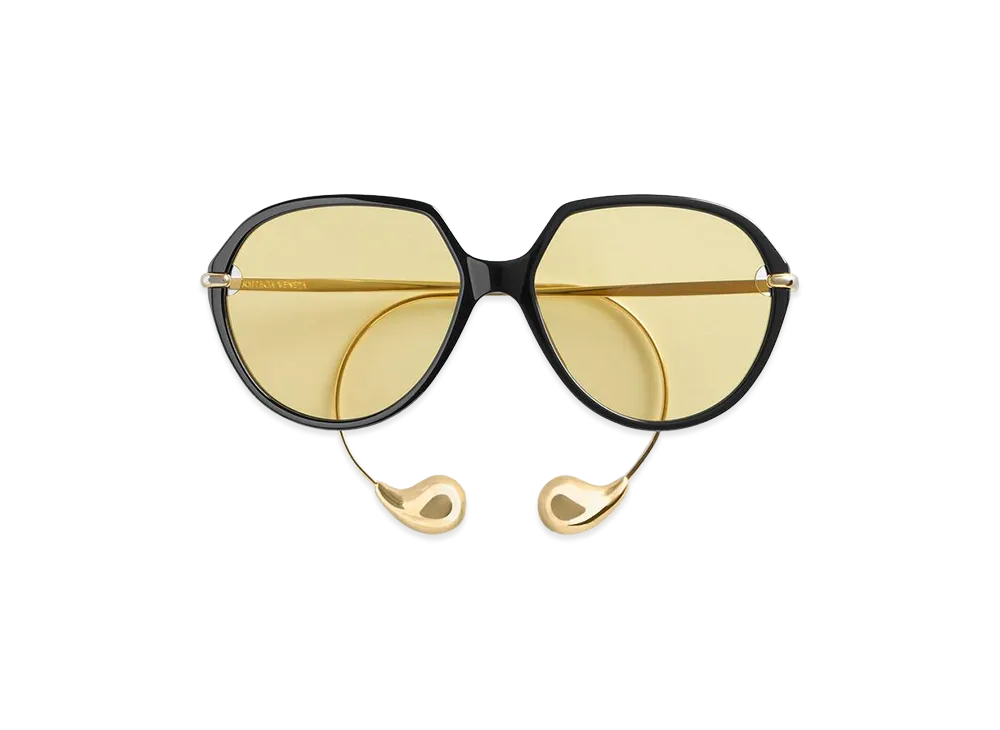 Bottega Veneta Drop Square Sunglasses "Black/Yellow"