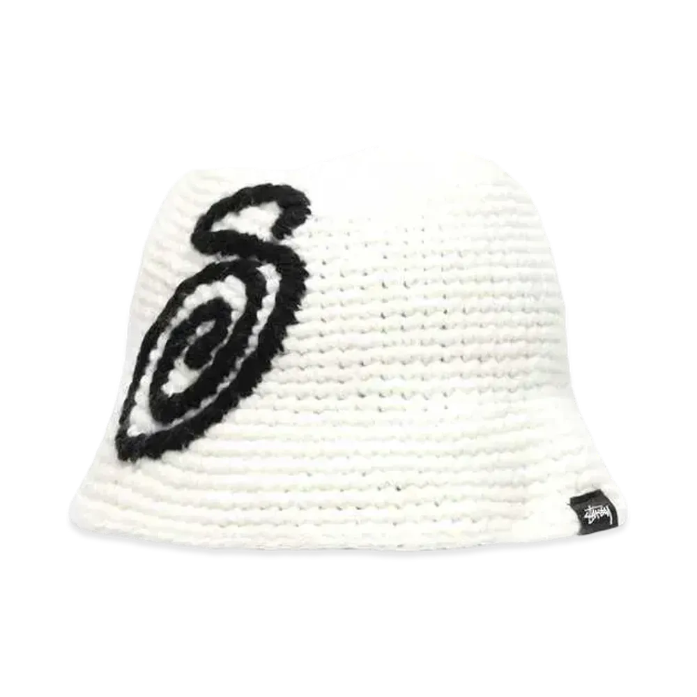 Stussy Bucket Hat Swirly S Knit "Bone"