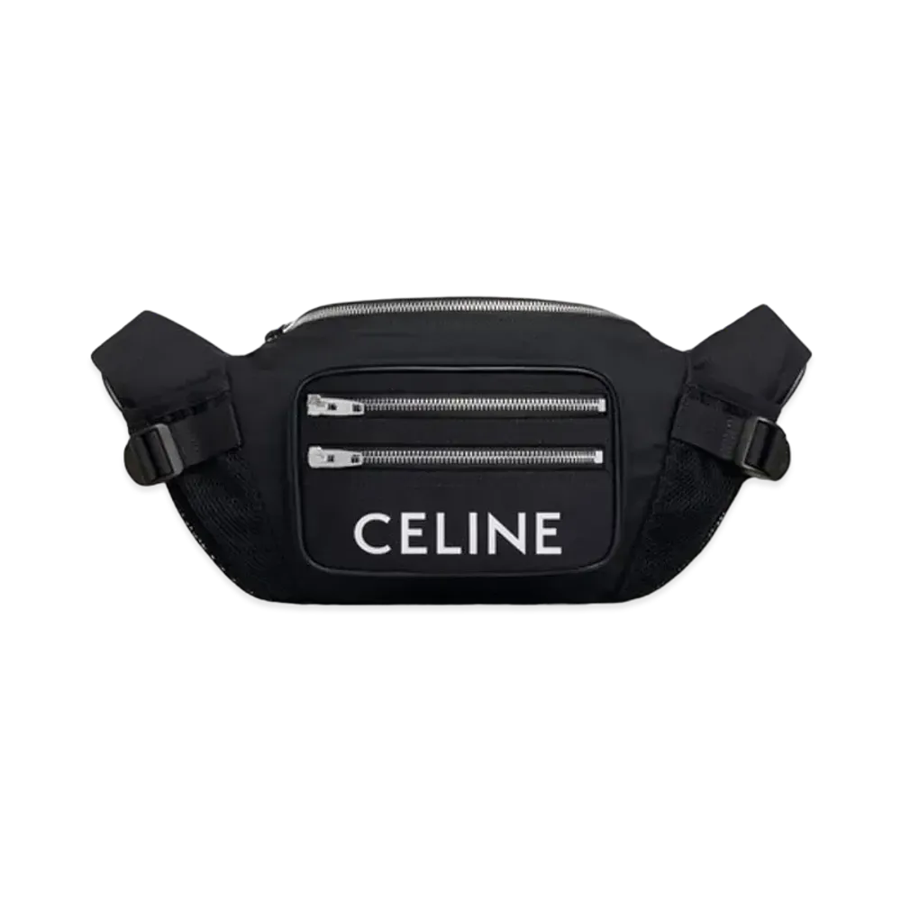 CELINE Large Zipped Belt Bag Trekking In Nylon With Celine Print "Black"