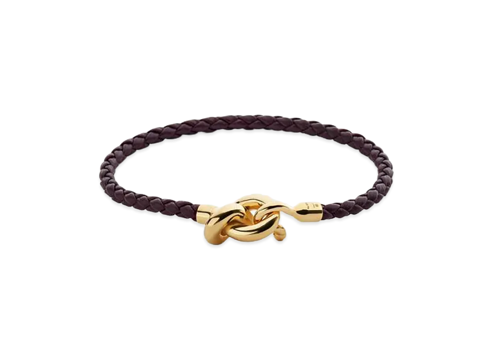 Bottega Veneta Leather Knot Bracelet "Dark Barolo"
