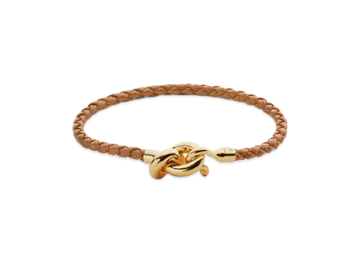 Bottega Veneta Leather Knot Bracelet "Pale Brown"