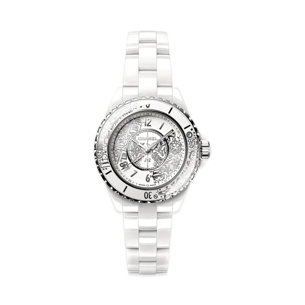 CHANEL J12-20 Ceramic 33mm 12P Diamonds World Limited Edition of 2020 "White"
