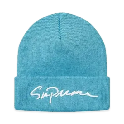Supreme Classic Script Beanie "Light Blue"