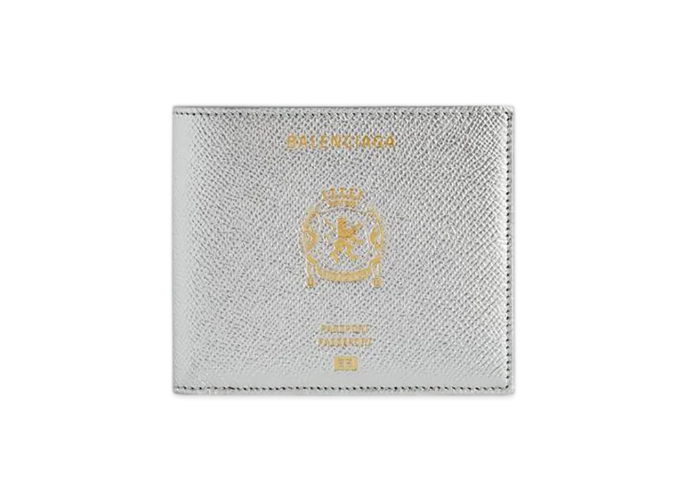 BALENCIAGA Passport Square Folded Wallet "Silver"