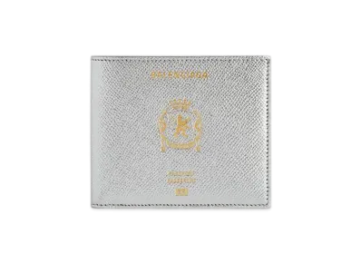BALENCIAGA Passport Square Folded Wallet "Silver"