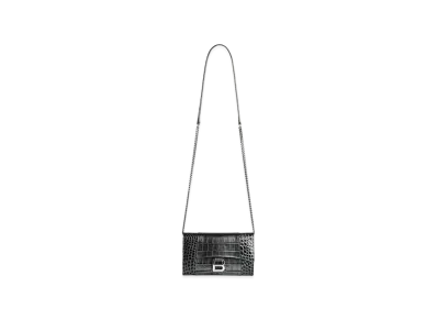 BALENCIAGA Hourglass Chain Wallet "Gunmetal"
