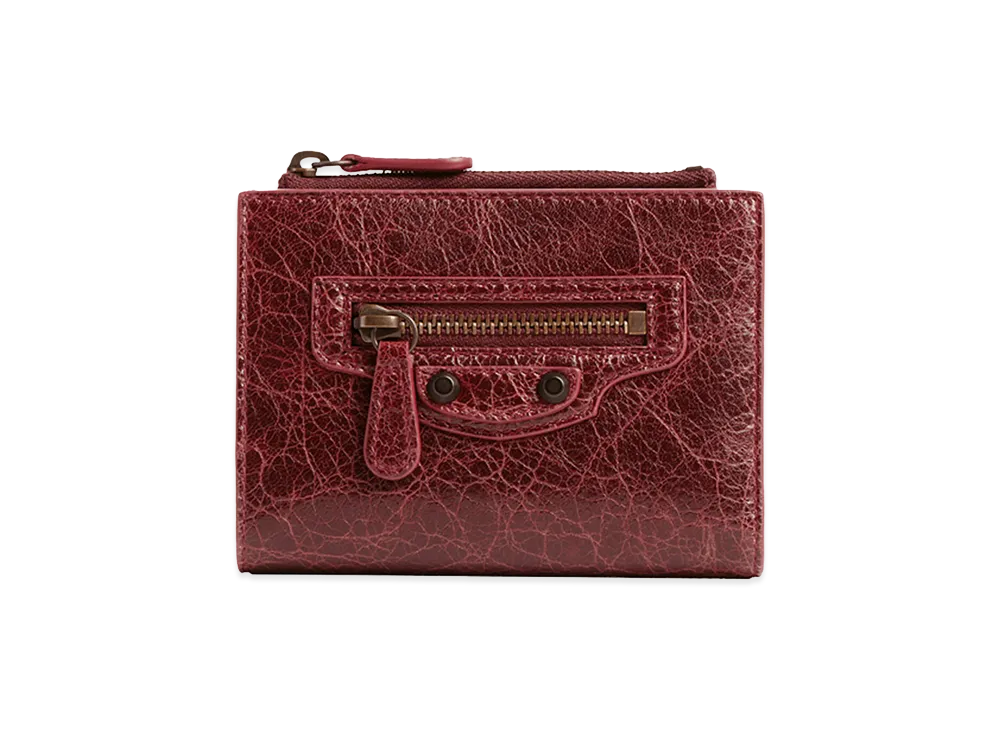 BALENCIAGA Women's Portafoglio Bifold Le City In Pelle Arena "Berry Red"
