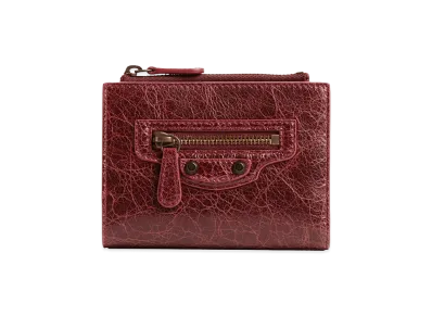 BALENCIAGA Women's Portafoglio Bifold Le City In Pelle Arena "Berry Red"