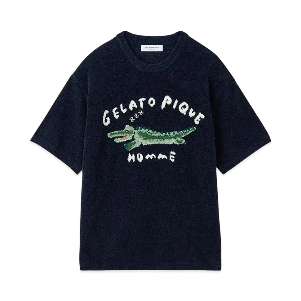GELATO PIQUE Homme Airy Moco Crocodile Jacquard Pullover "Navy"