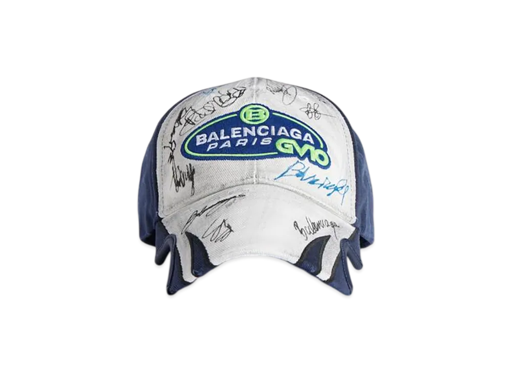 BALENCIAGA Banana Cap "Dirty Effect White/Blue"