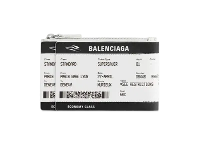 BALENCIAGA Passport Boarding Pass Long Coin & Card Holder "Black/White"