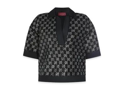 GUCCI Women's Boucle Polo Shirt "Black"