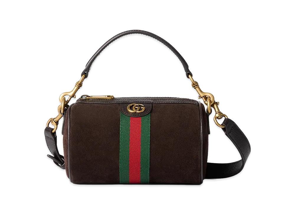 GUCCI Suede Mini Ophidia Handbag "Brown"