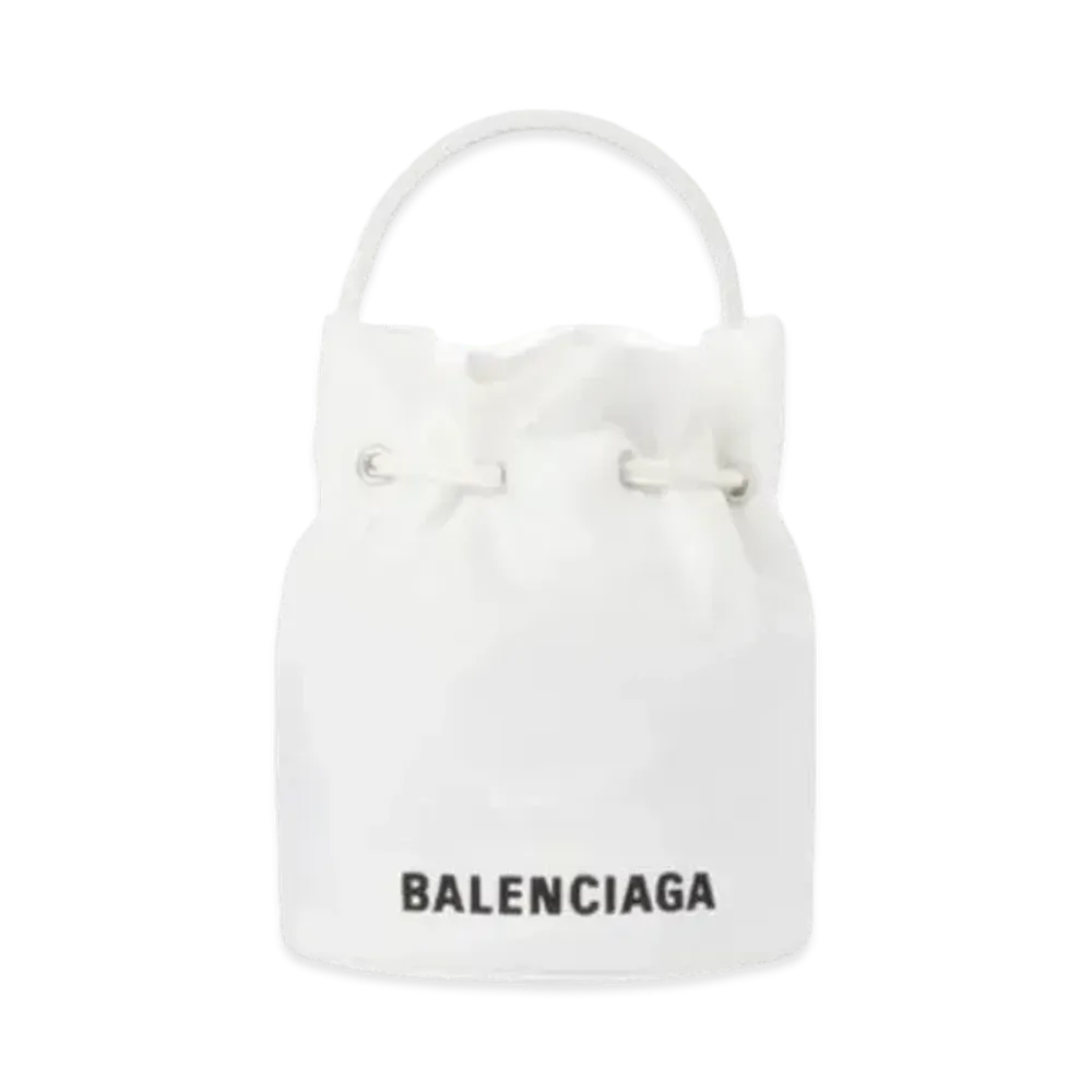 BALENCIAGA Women's Wheel XS Drawstring Bucket Bag "White"
