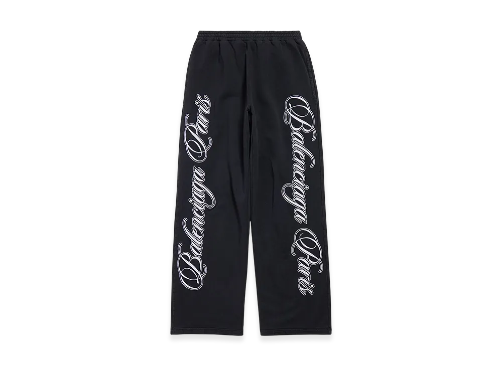 BALENCIAGA Cursive Baggy Pants "Black/White"