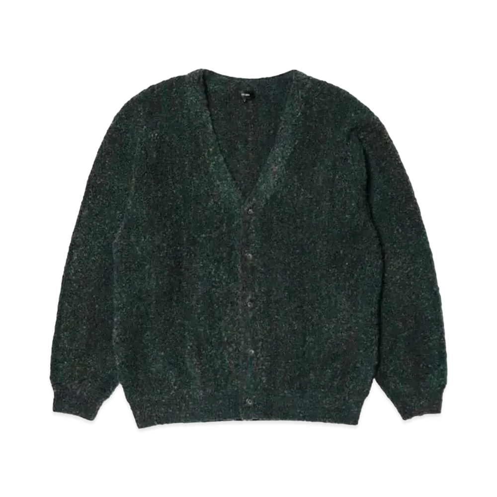 BEAMS 5 Gauge Boucle Striped Cardigan "Green"