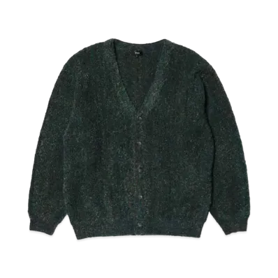 BEAMS 5 Gauge Boucle Striped Cardigan "Green"