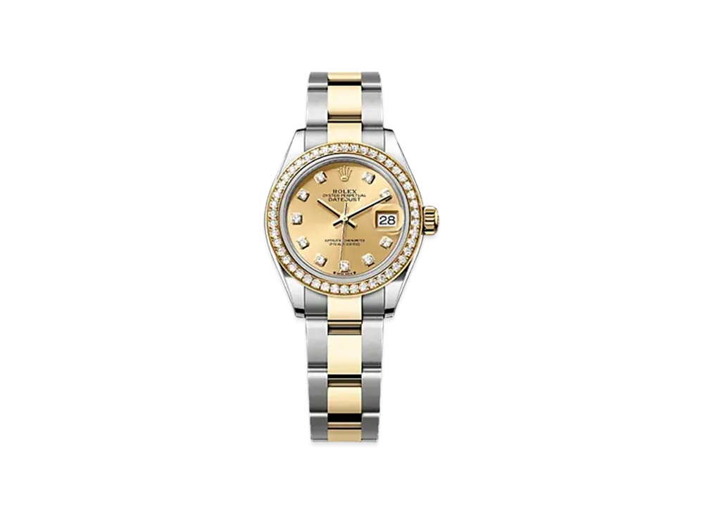 ROLEX Lady-Datejust 28mm Oystersteel & Yellow Gold Diamond 279383RBR "Champagne-colour"