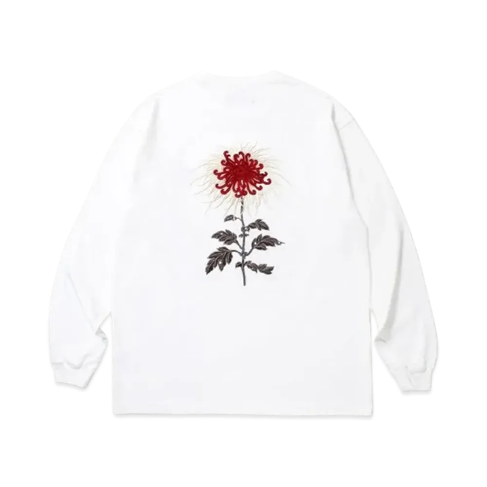 APHRODITEGANG Gakkin x Budspool Japanese Chrysanthemum Embroidery L/S Tee "White"