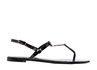 Saint Laurent Women's Black Leather Cassandra Sandals "Black"