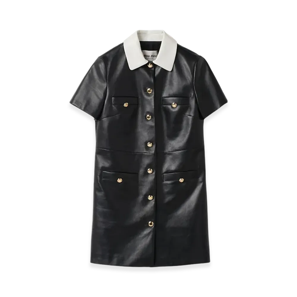 MIU MIU Women's Nappa Leather Dress "Black"