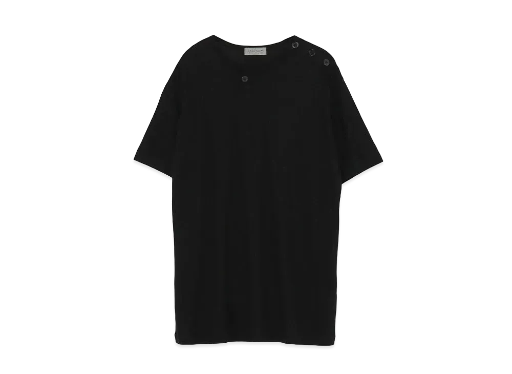 Yohji Yamamoto Pour Homme LYOCELL CMVS RIB SHOULDER BUTTON HENRY SHORT SLEEVES "Black"