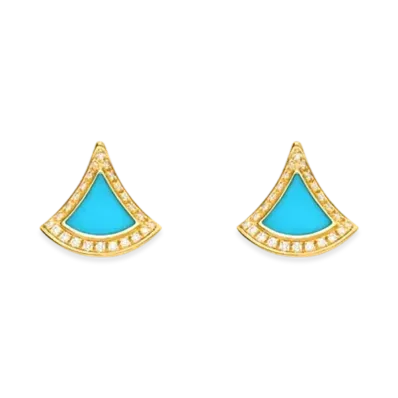 BVLGARI Divas' Dream Earrings With Diamonds "Yellow Gold/Turquoise"