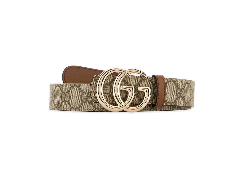 GUCCI Women's Canvas Reversible Belt "Beige/Gold"