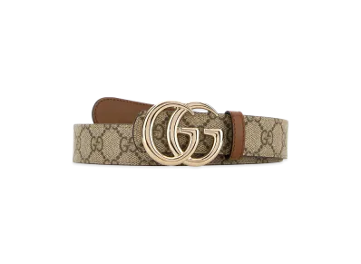 GUCCI Women's Canvas Reversible Belt "Beige/Gold"